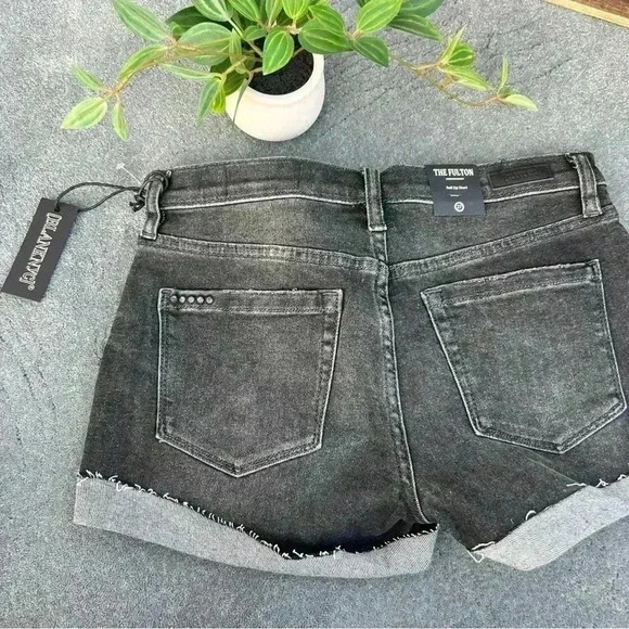 NEW Blanknyc The Fulton Distressed Roll Up Black denim Jean shorts by Blank NYC - Picture 3 of 11